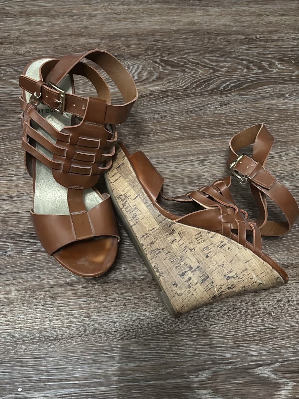 Brown Women's Wedge Sandals with Ankle Strap